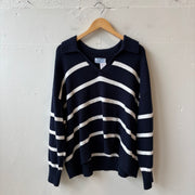 SIZE XXL | Navy Striped Sweater