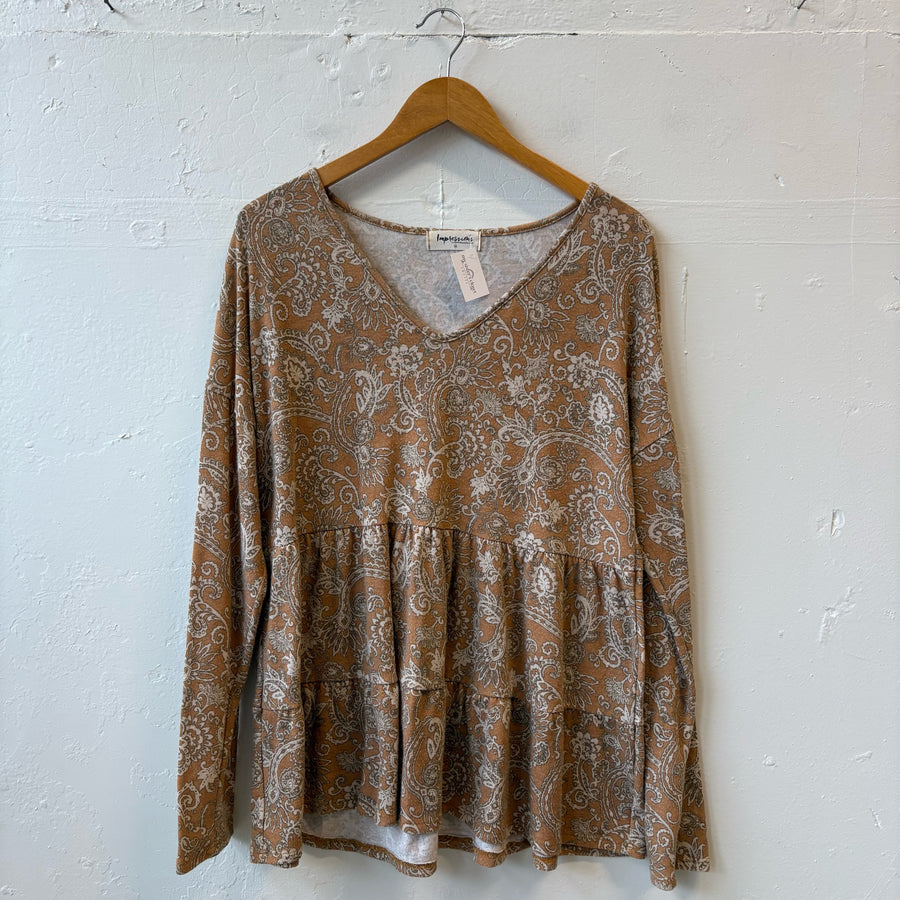 SIZE M | Brown Paisley Top