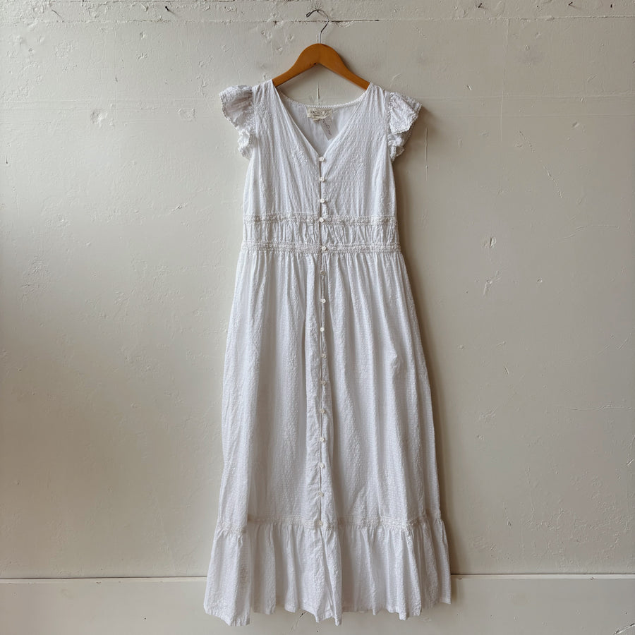 SIZE M | White Button Up Dress