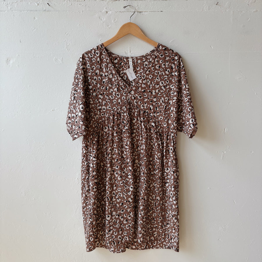 SIZE M | Brown Print Dress