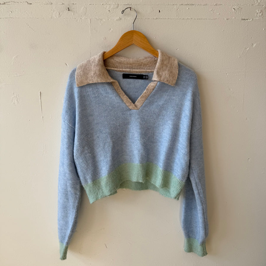 SIZE M | Cropped Color-block Sweater