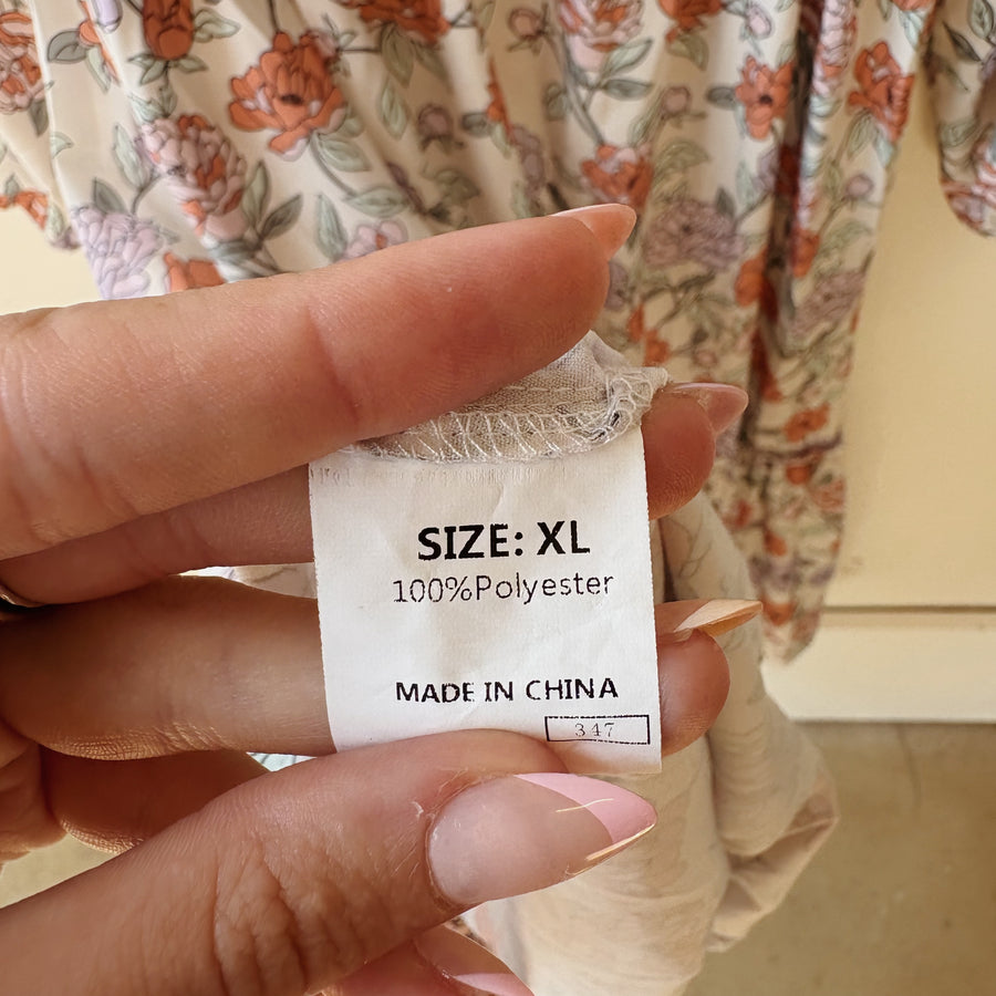SIZE XL | Floral Long Sleeve Dress