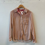 SIZE S | Antropologie Pink Velvet Button Up