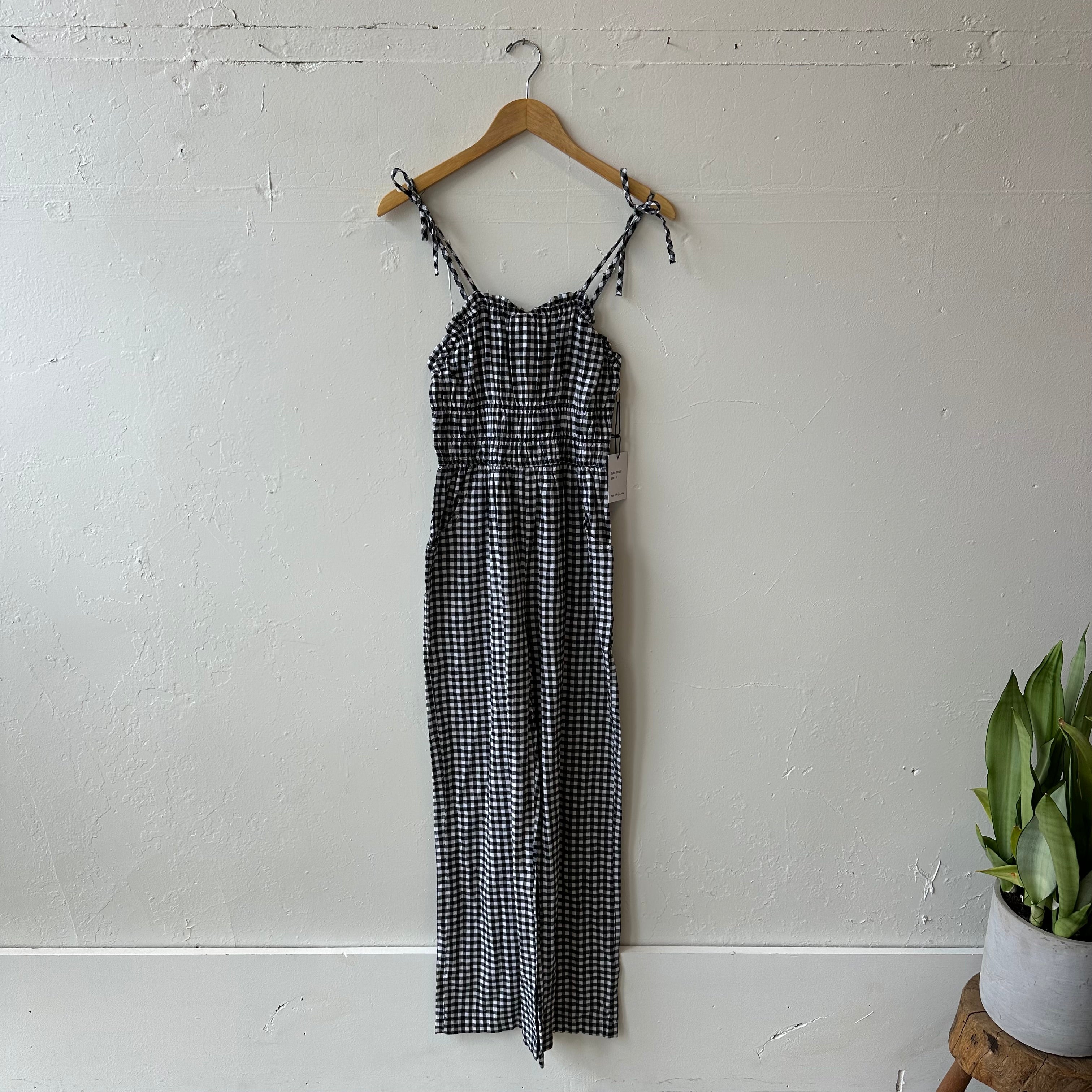 SIZE SMALL | B&W Gingham Jumpsuit