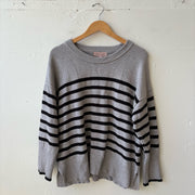 SIZE 1X | Gray Striped Sweater