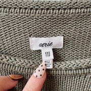 SIZE XXS | Aerie Green Striped Sweater