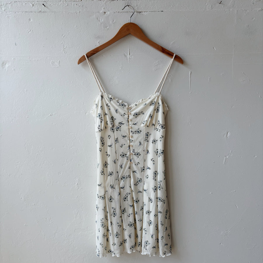 SIZE L | White Floral Dress