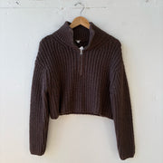 SIZE XS | Brown Cropped Quarter Zip