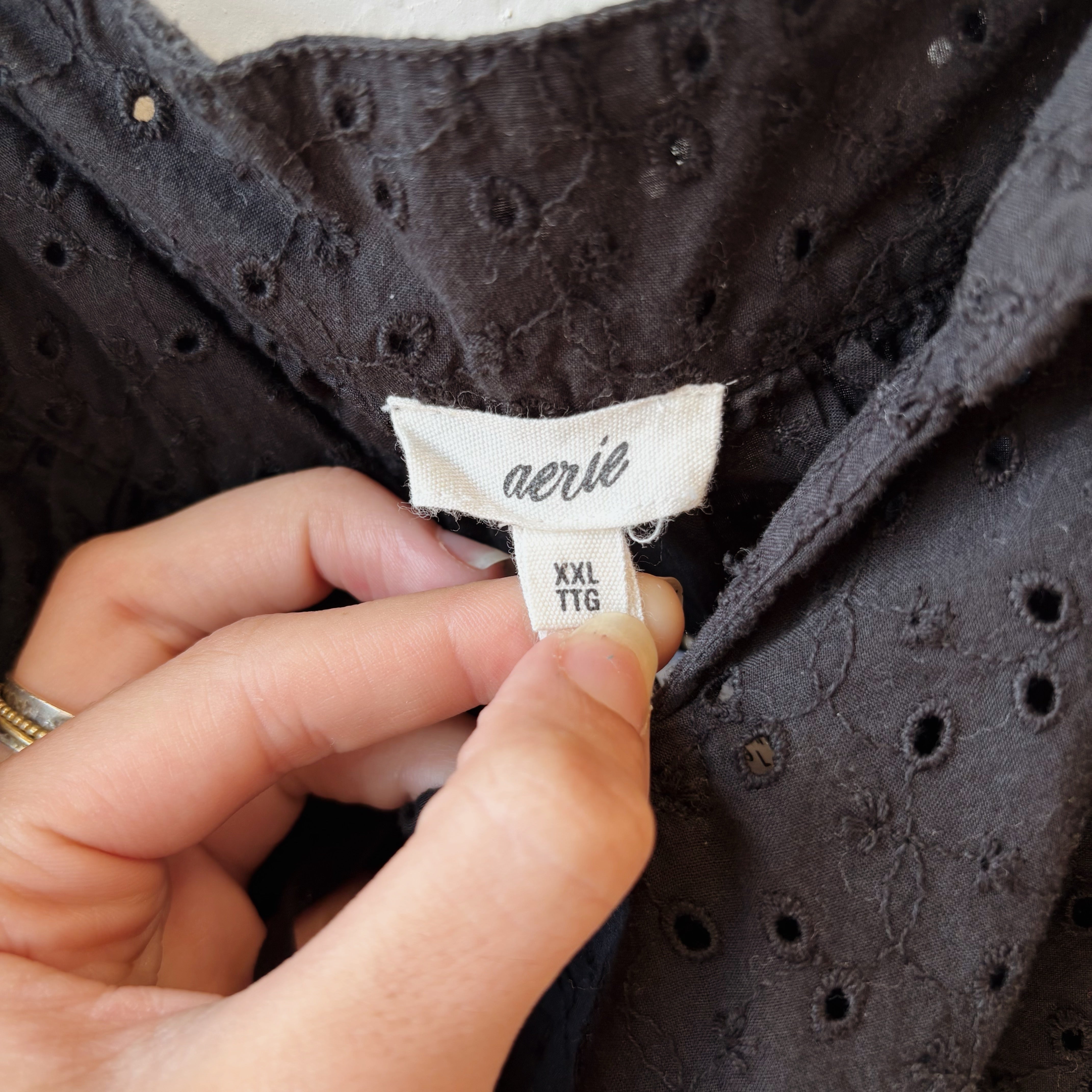 SIZE XXL | Aerie Black Eyelet Dress