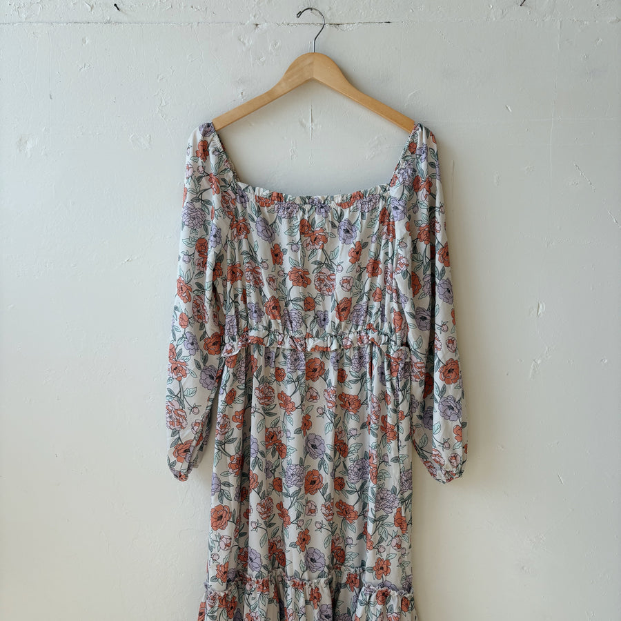 SIZE XL | Floral Long Sleeve Dress