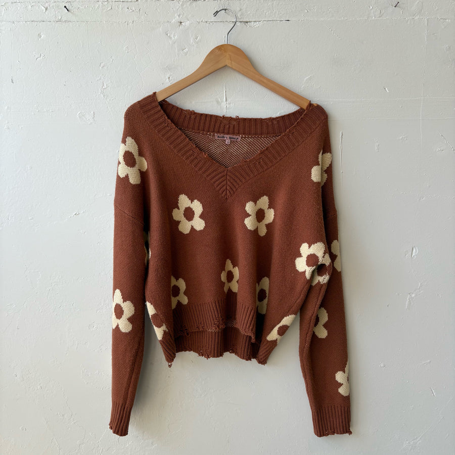 SIZE S | Orange Floral Sweater