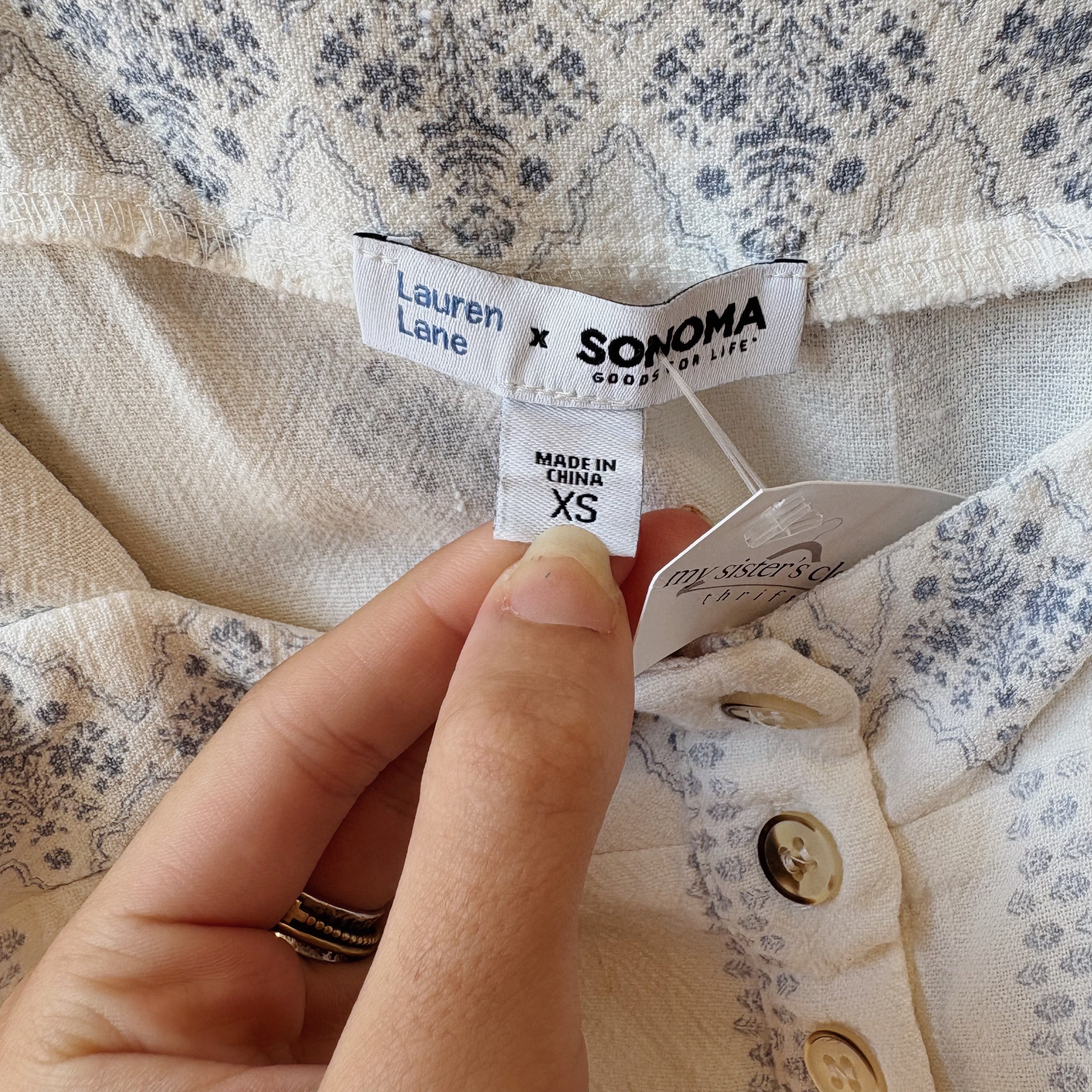 SIZE XS | Blue and White Button Up Dress