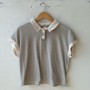 SIZE M | White & Black Striped Top