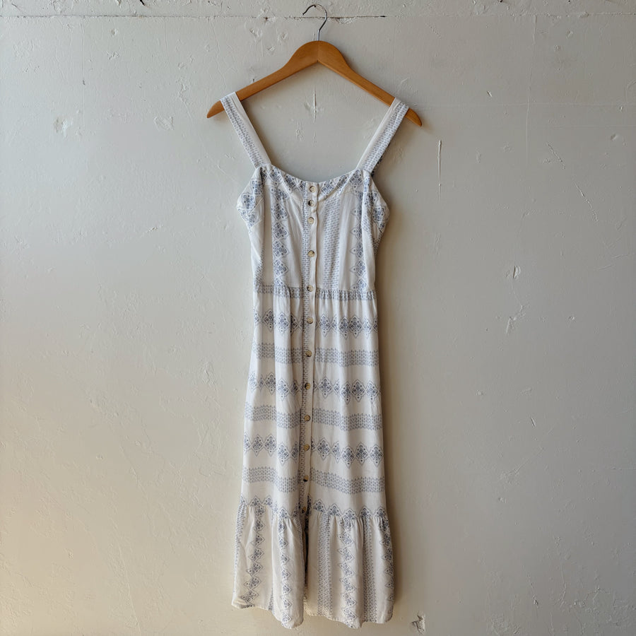 SIZE XS | Blue and White Button Up Dress