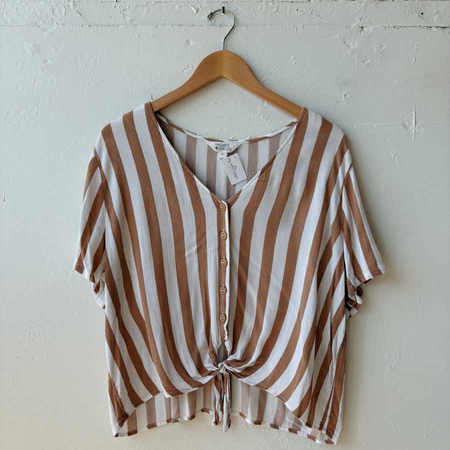 SIZE XL | Neutral Striped Top