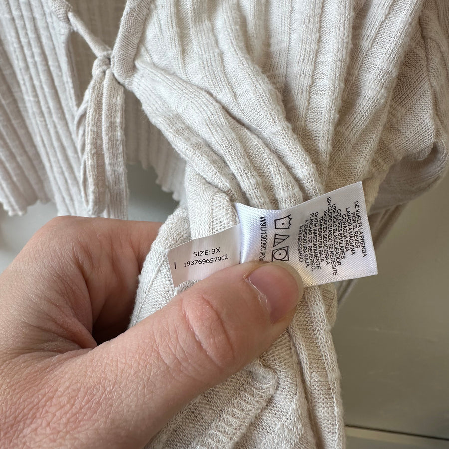 SIZE 3X | Cream Tie Cardigan