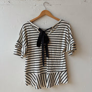 SIZE S | Black and White Striped Top