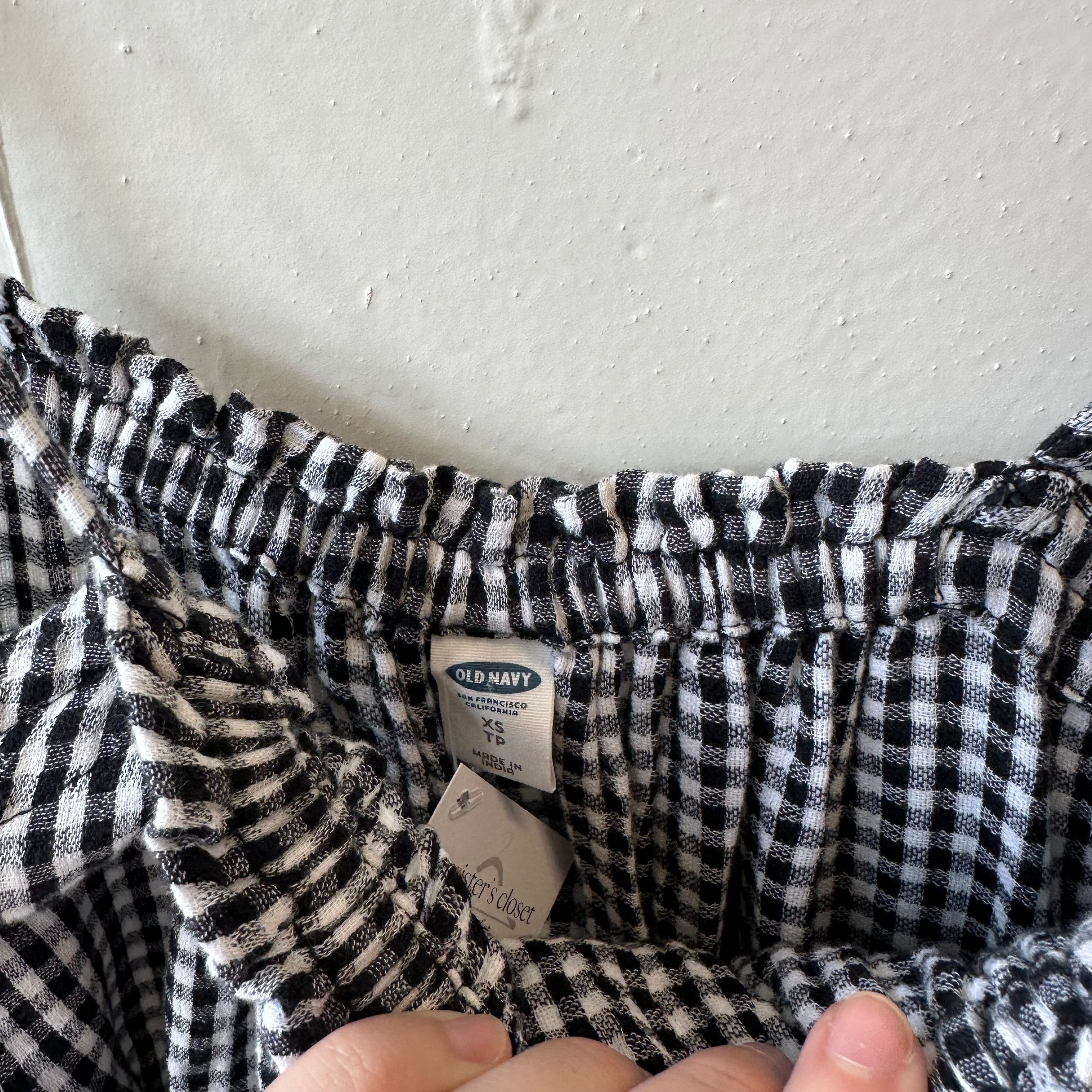 SIZE XS | B&W Gingham Romper