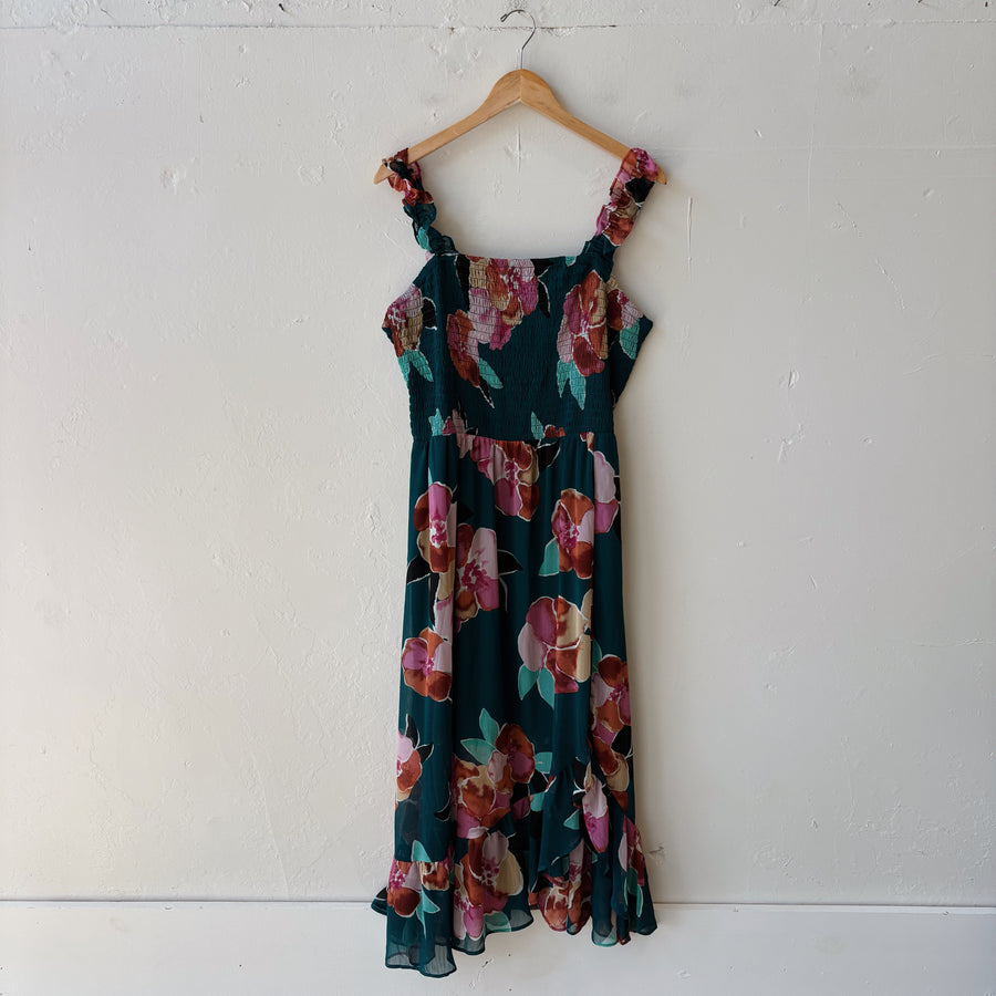SIZE XL | Green Floral Dress