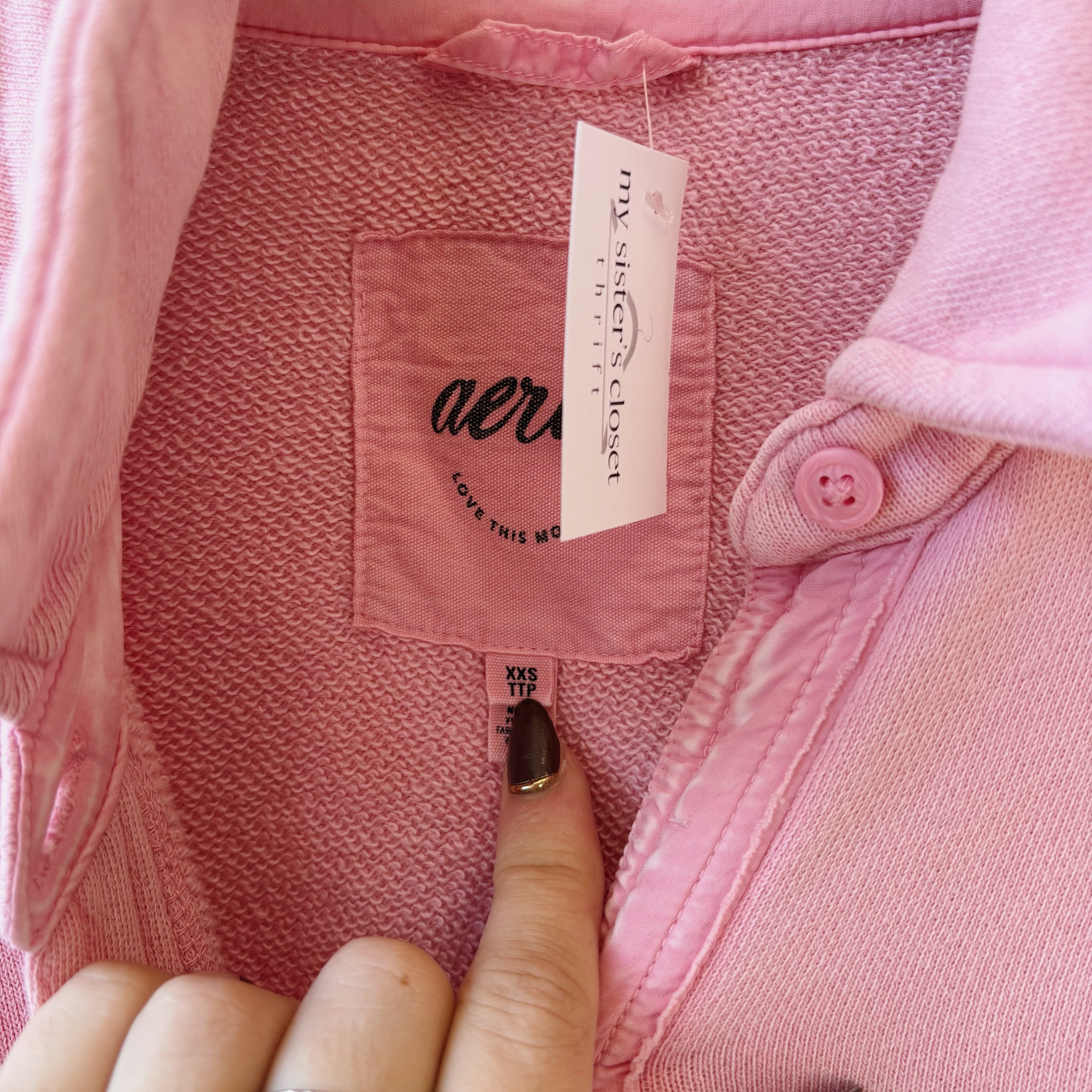 SIZE XXS | Aerie Pink Button Up