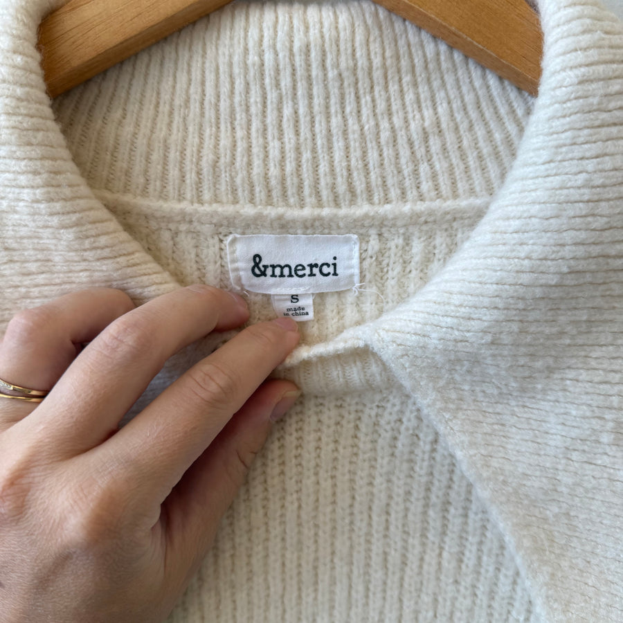 SIZE S | Cream Collared Sweater