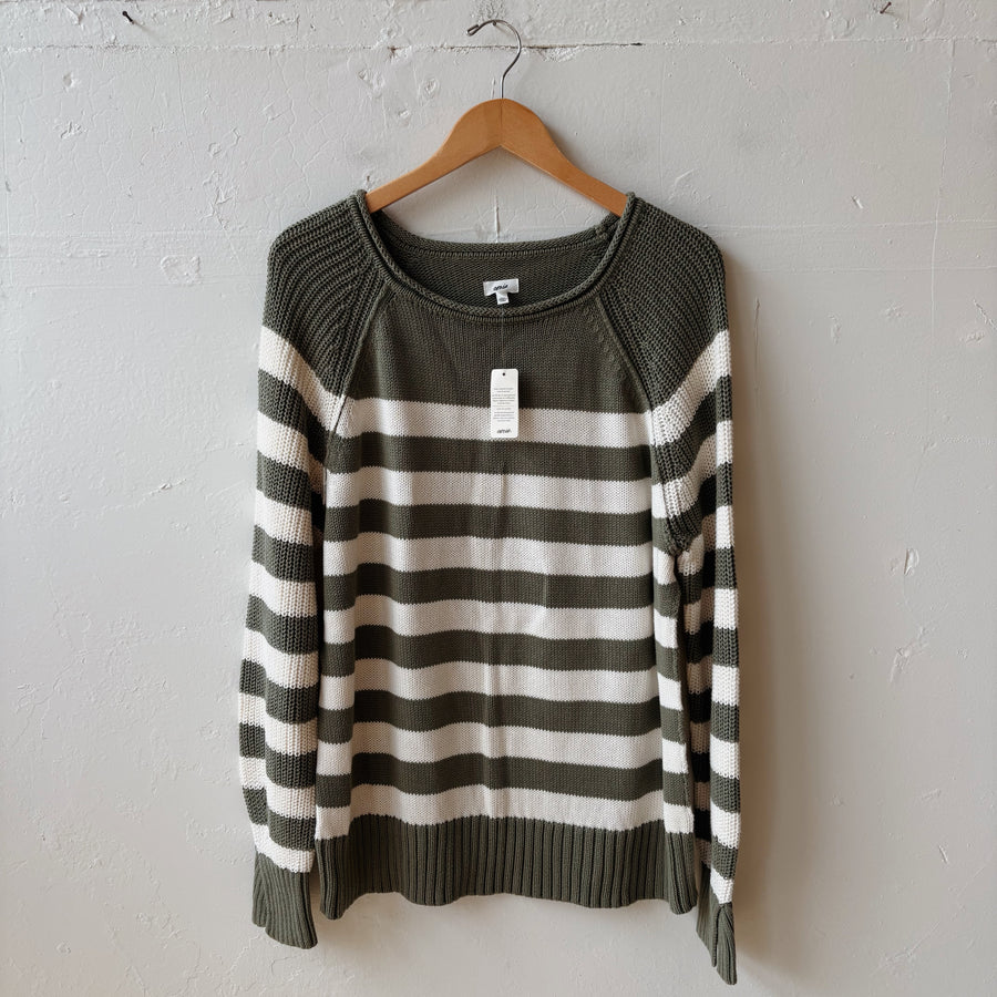 SIZE XXS | Aerie Green Striped Sweater