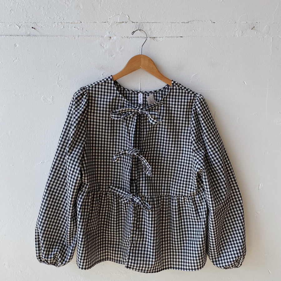 Size M | Gingham Tie Top
