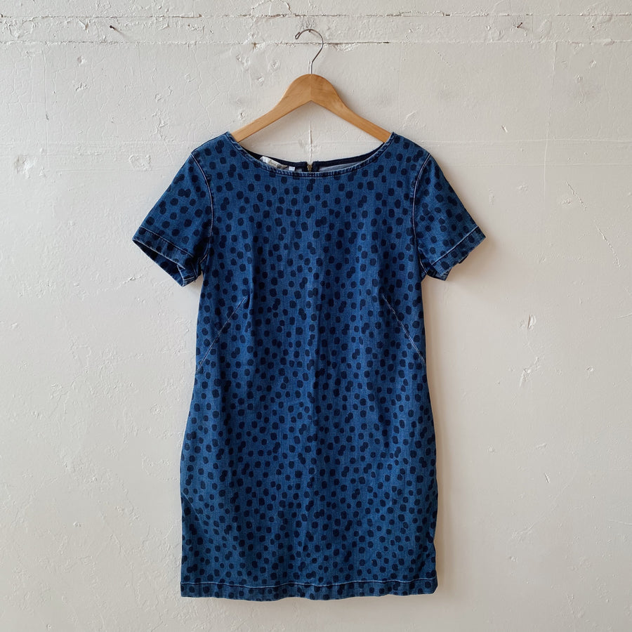 SIZE 12 | Boden Polka Dot Denim Dress