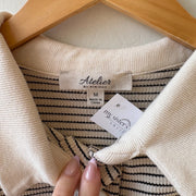 SIZE M | White & Black Striped Top