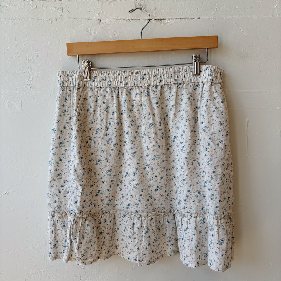 SIZE L | Linen Floral Skirt