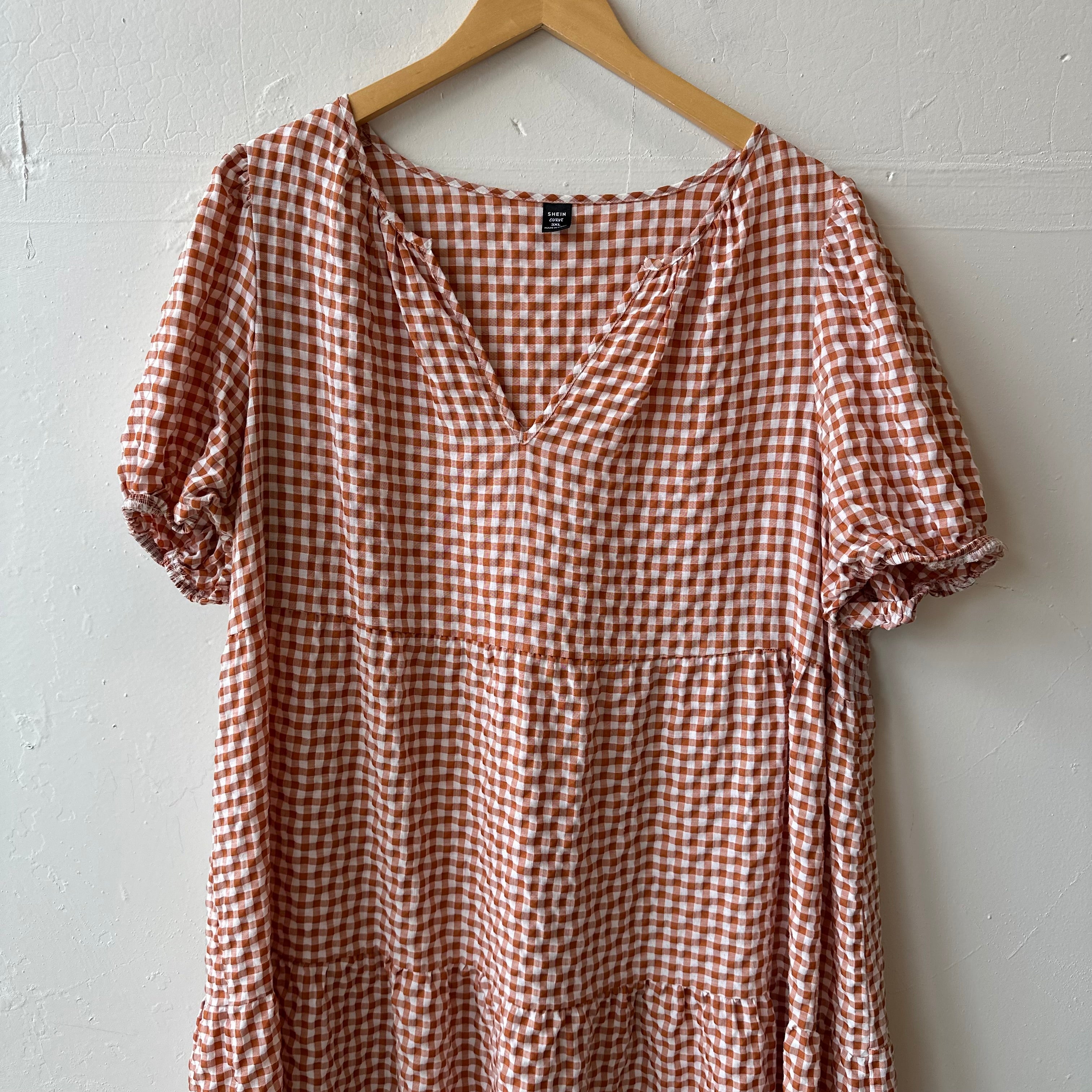 SIZE 3X | Orange Gingham Dress