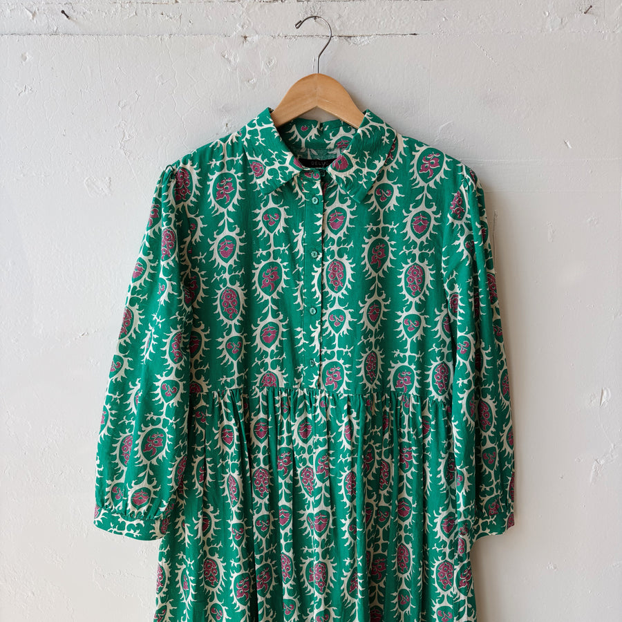 SIZE S | Green Patterned Dress