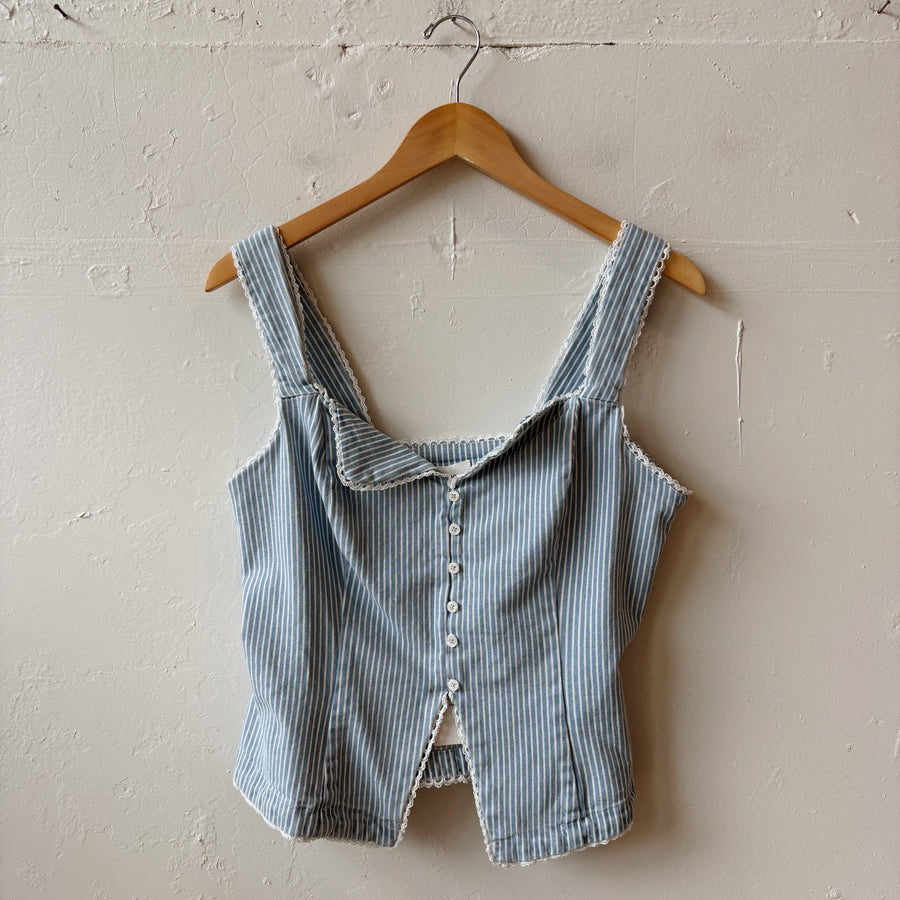 SIZE S | Striped Denim Top