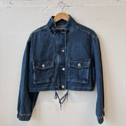 SIZE L | Cropped Denim Zip Up