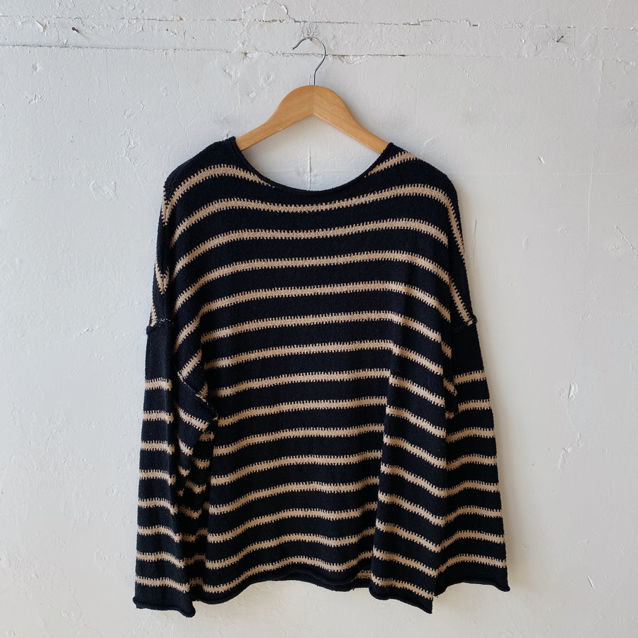 Size L | Black & Brown Striped Sweater