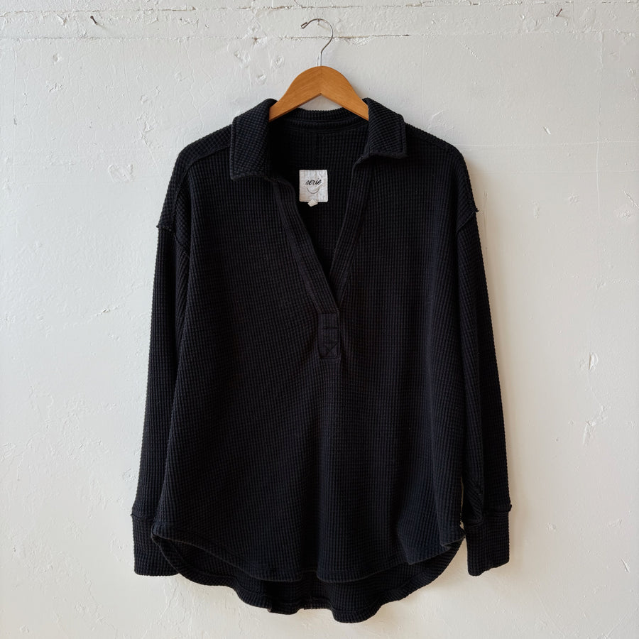 SIZE M | Aerie Black Textured Top