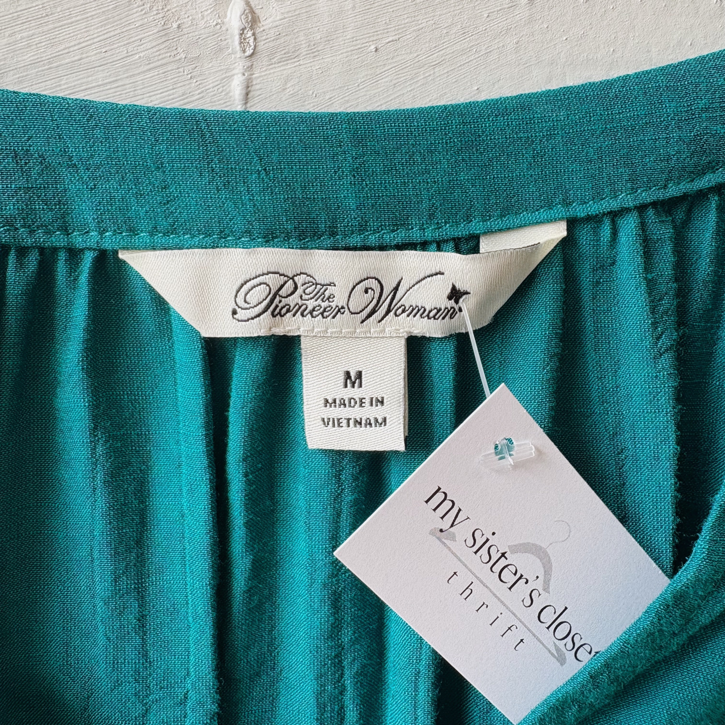 SIZE M | Teal Dress Patterned Sleeves