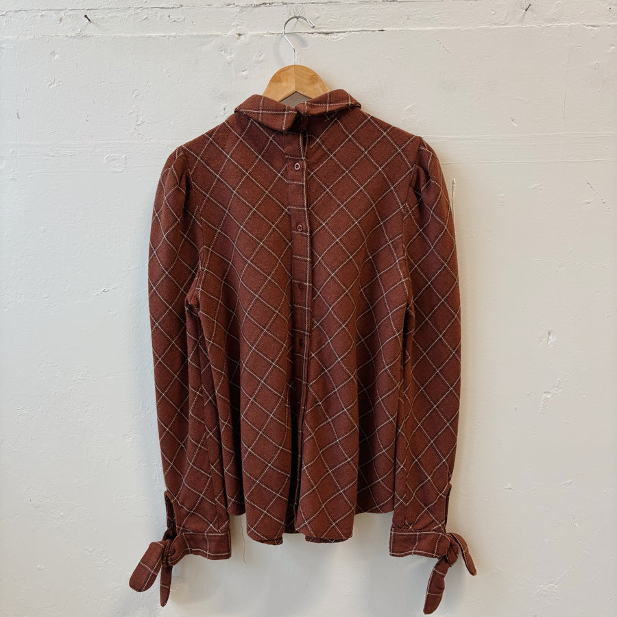 SIZE L | Red Pouf Sleeve Top