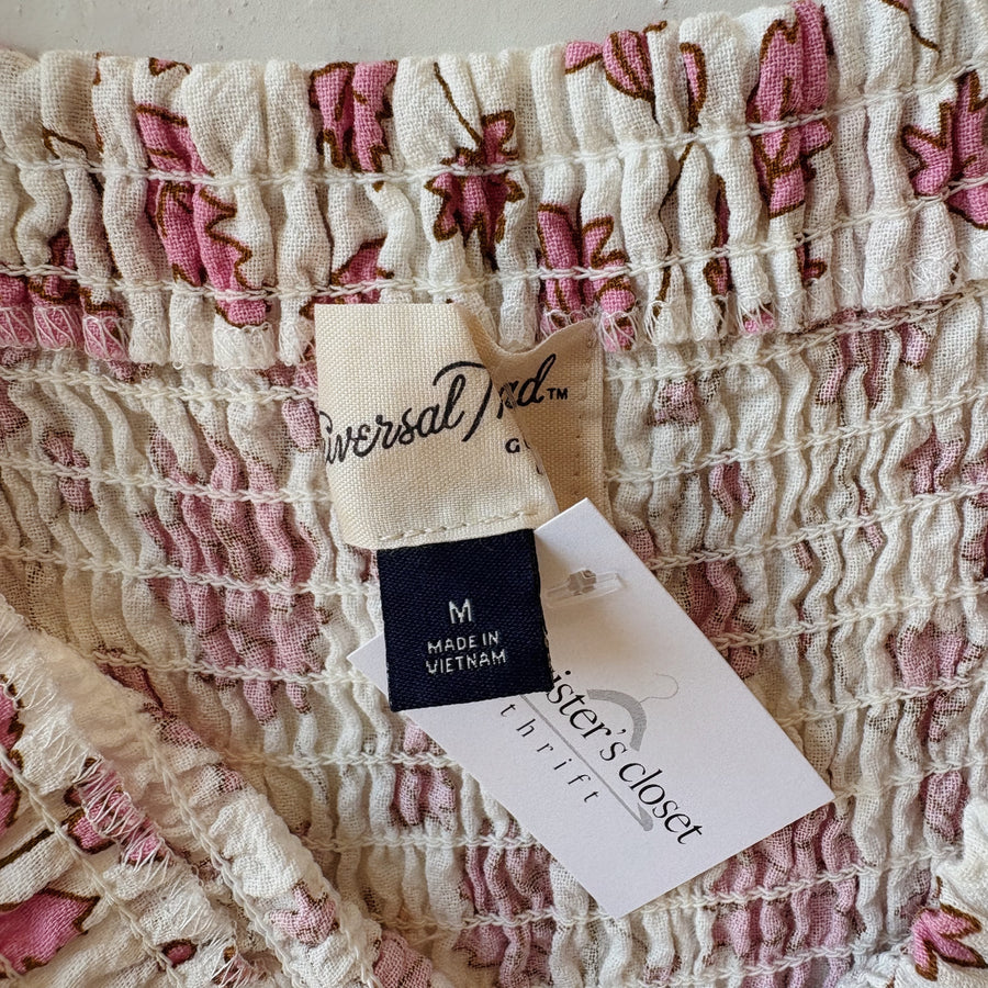 SIZE M | White and Pink Floral Dress