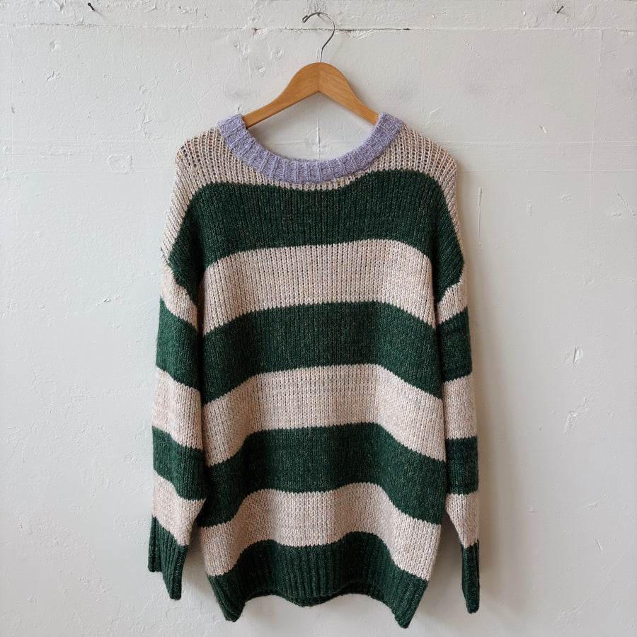 SIZE S | Green Striped Sweater