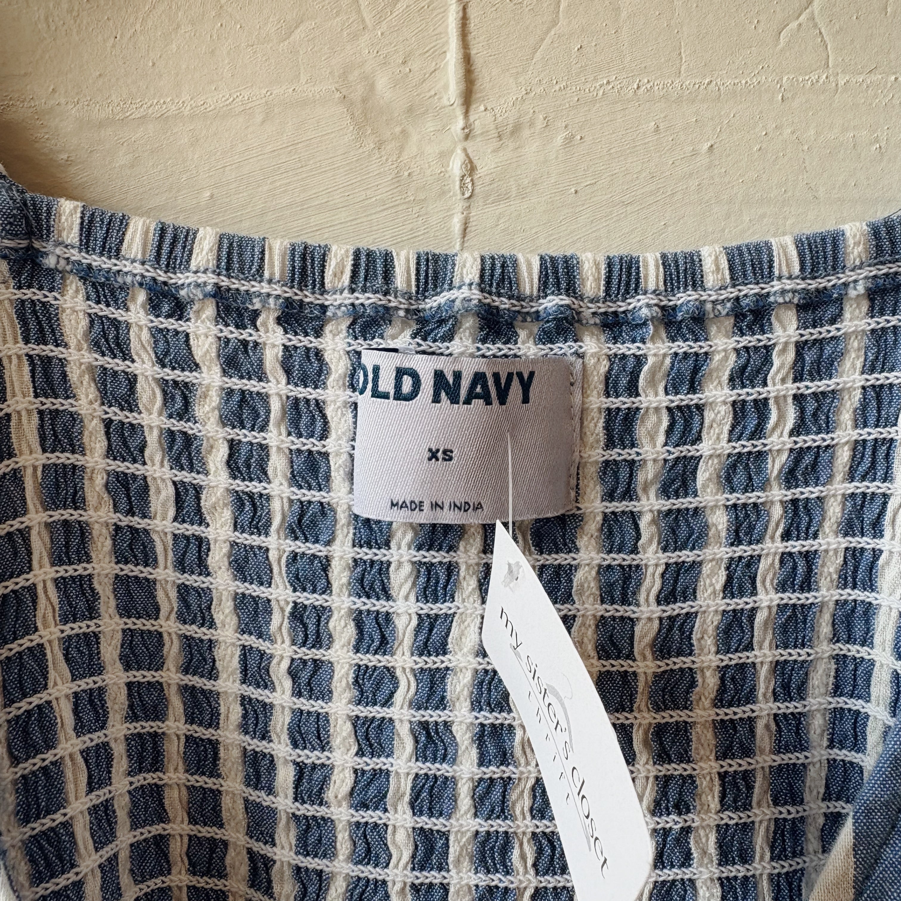 SIZE XS | Blue and White Striped Wrap Dress