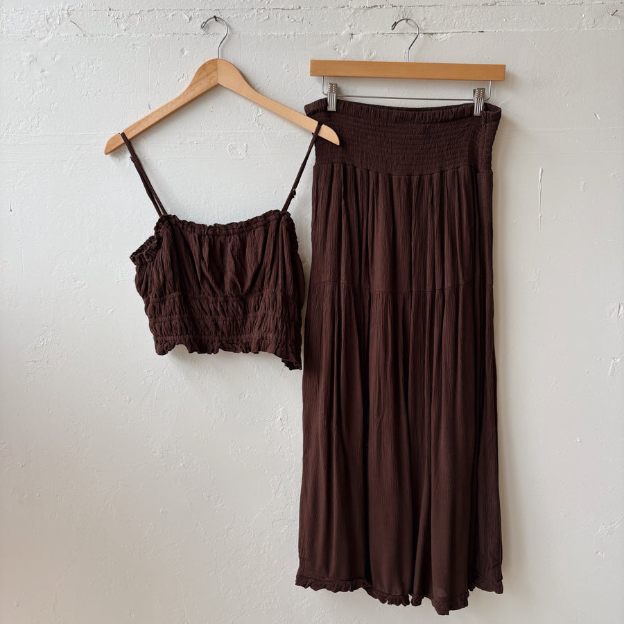 SIZE L | Brown Skirt Set