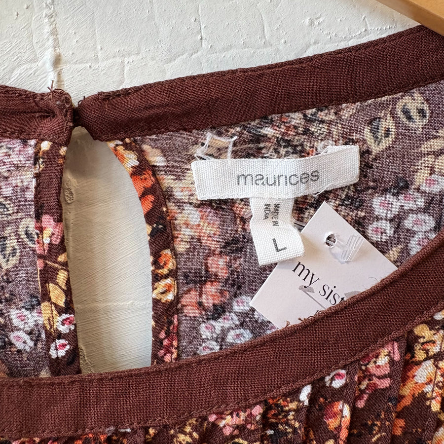 SIZE L | Brown Floral Top