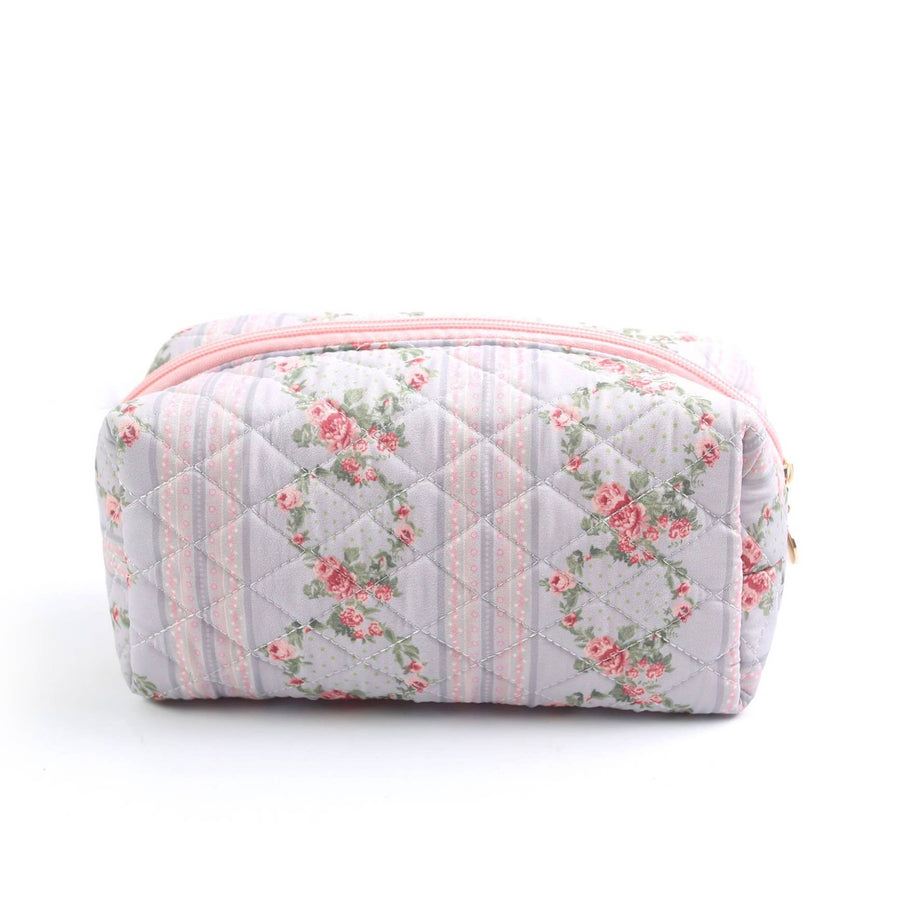 Quilted Floral Design Cosmetic Bags