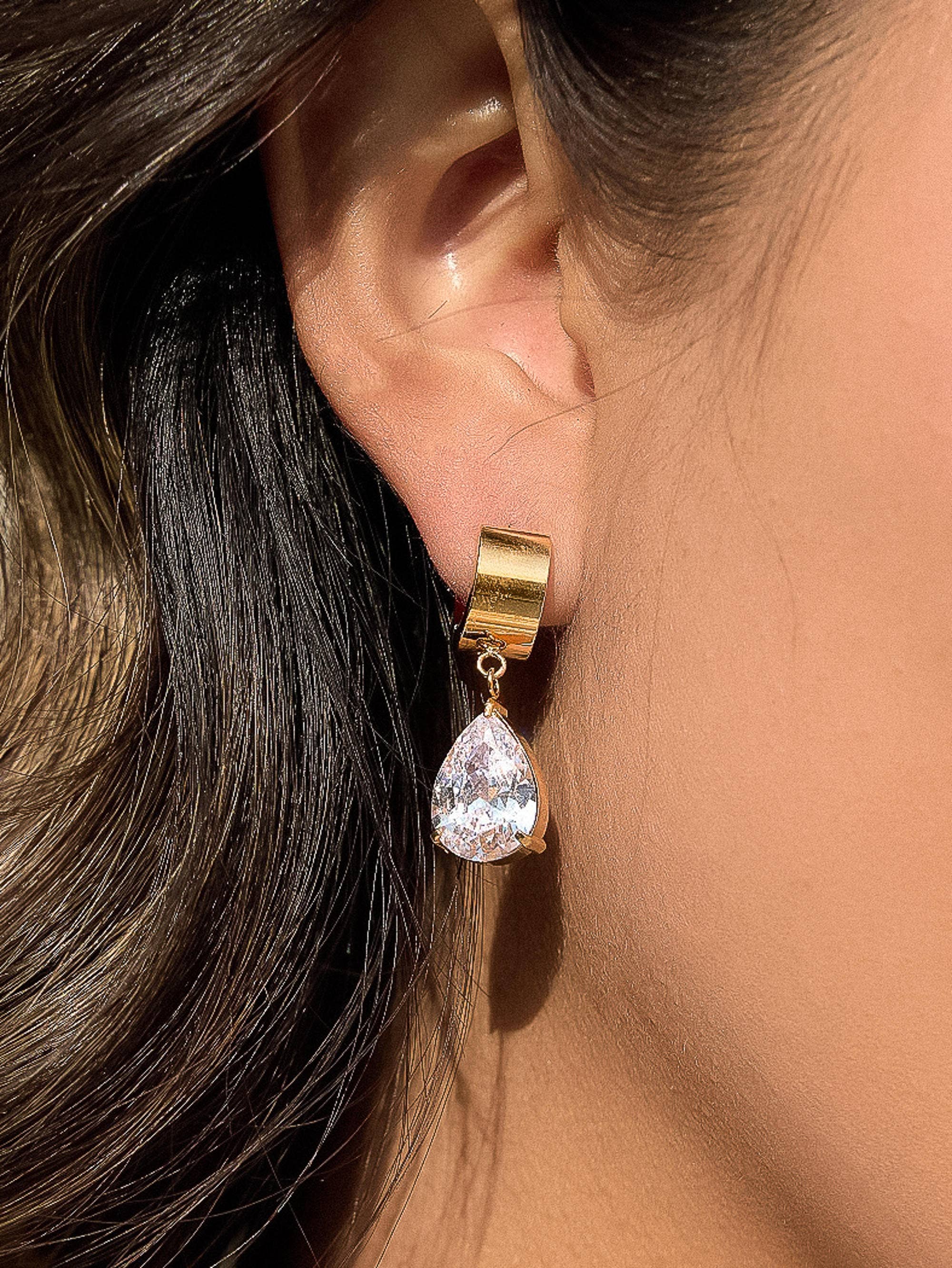 Drop Huggie Earrings
